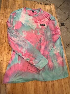 Manfinity Tie-Dye Long Sleeve Tee- Pink & Aqua